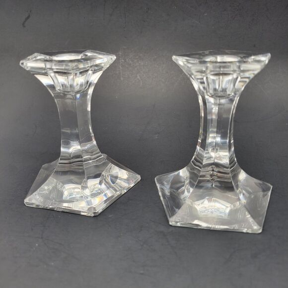 Set of 2 Joseph Riedel Austrian Crystal Candle Stick Holder Vintage - Picture 1 of 9